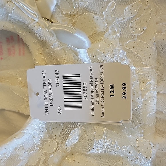 Nannette formal fancy rosette baby 12 month dress wedding baptism - Picture 6 of 9